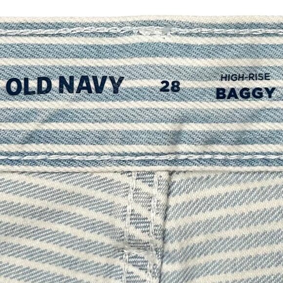 Old Navy NWT Blue White Stripe High Rise Baggy Shorts Size 28 - Picture 5 of 8